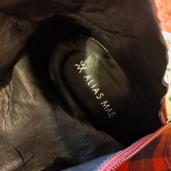 Alias Mae Ahara Bootie EU 36 Plaid Chunky Unique Statement Zipper Red Tartan - Picture 7 of 15